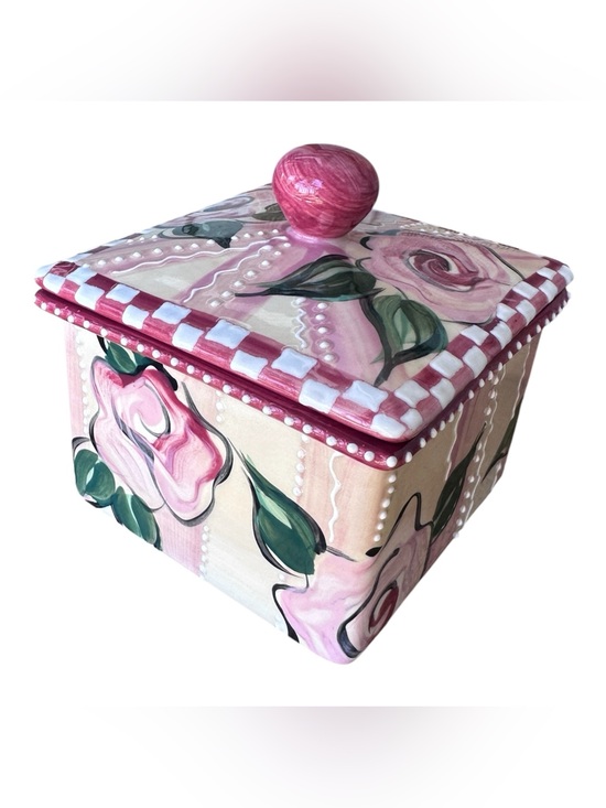 Other - Hand-Painted Floral Ceramic Trinket Box
